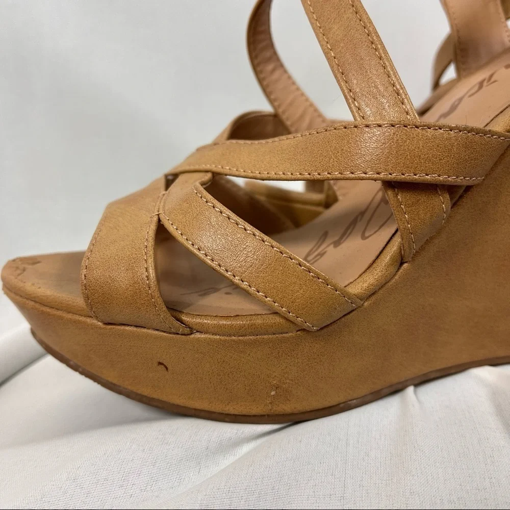 American Rag Arielle platform strappy slingback wedge faux leather Sz 7M